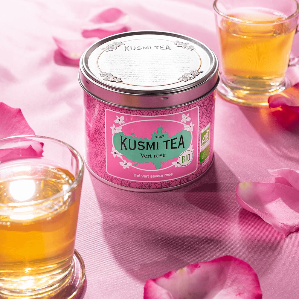 Ceai organic Green Rose, Metal tin vrac 100gr, Kusmi Tea