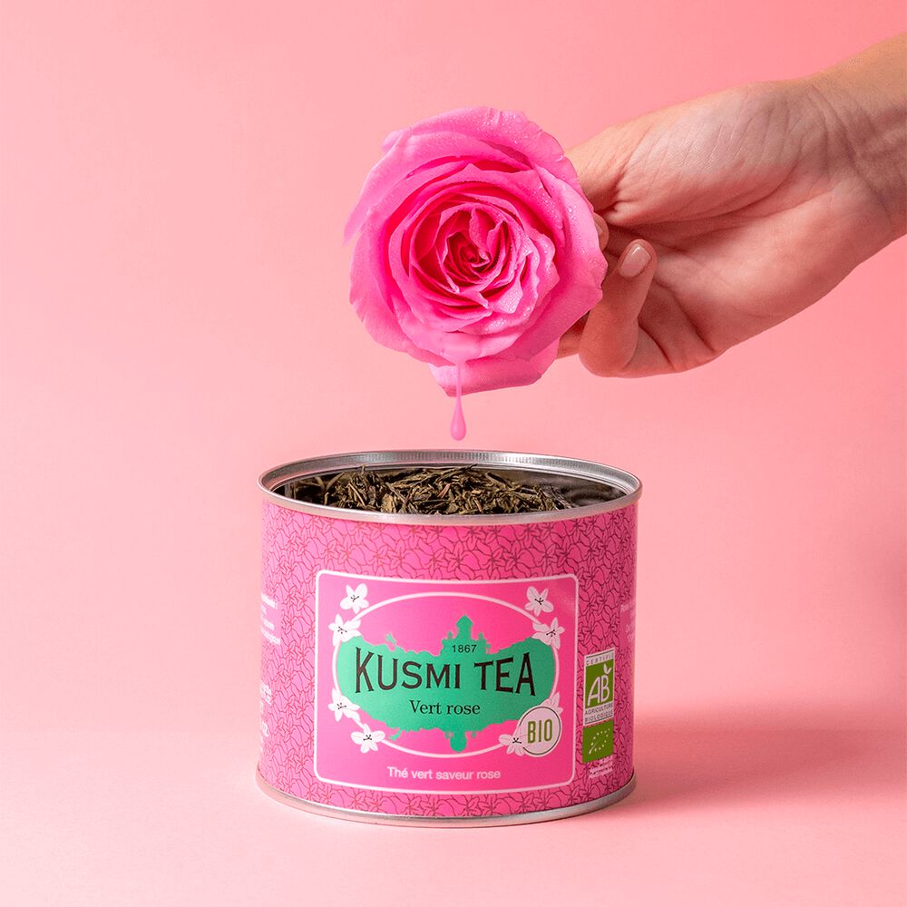 Ceai organic Green Rose, Metal tin vrac 100gr, Kusmi Tea