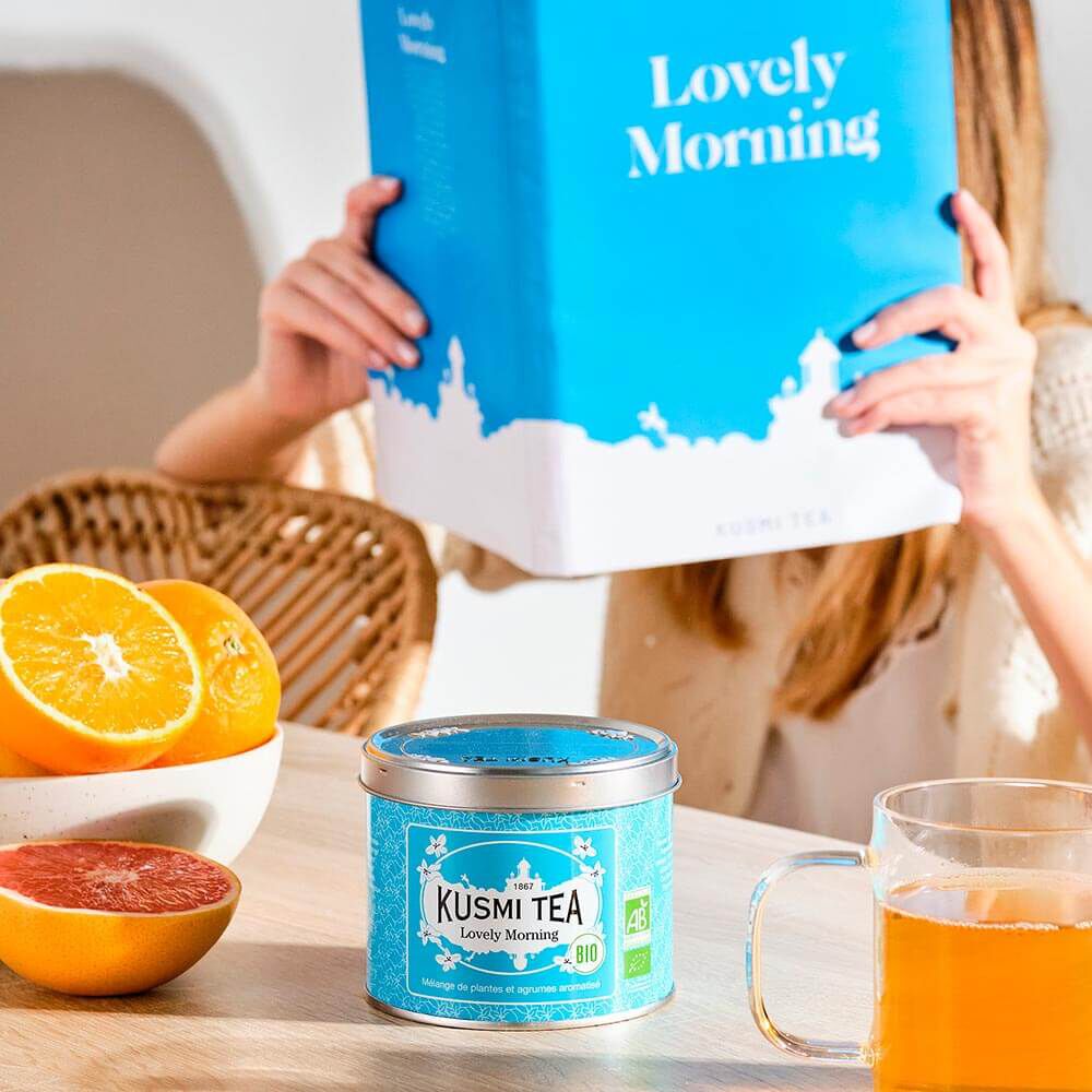 Ceai organic Lovely Morning, Metal tin vrac 100gr, Kusmi Tea