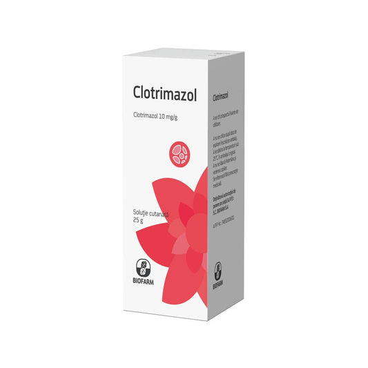 Clotrimazol solutie, 10 mg/g, 25 g, Biofarm-