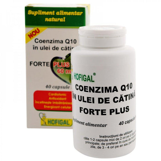 Coenzima Q10 in ulei de catina Forte Plus 60mg, 40 capsule, Hofigal-