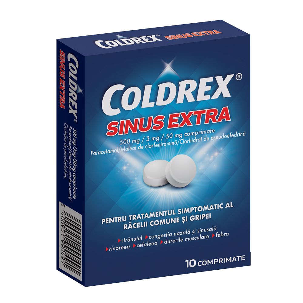 Coldrex Sinus Extra, 500mg/3mg/50mg, 10 comprimate, Perrigo-