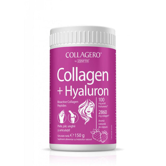 Collagen + Hyaluron cu aroma de capsuni, 150 grame, Zenyth