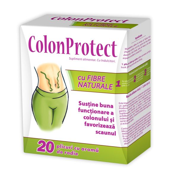Colon Protect cu fibre naturale si gust de rodie, 20 plicuri, Zdrovit-
