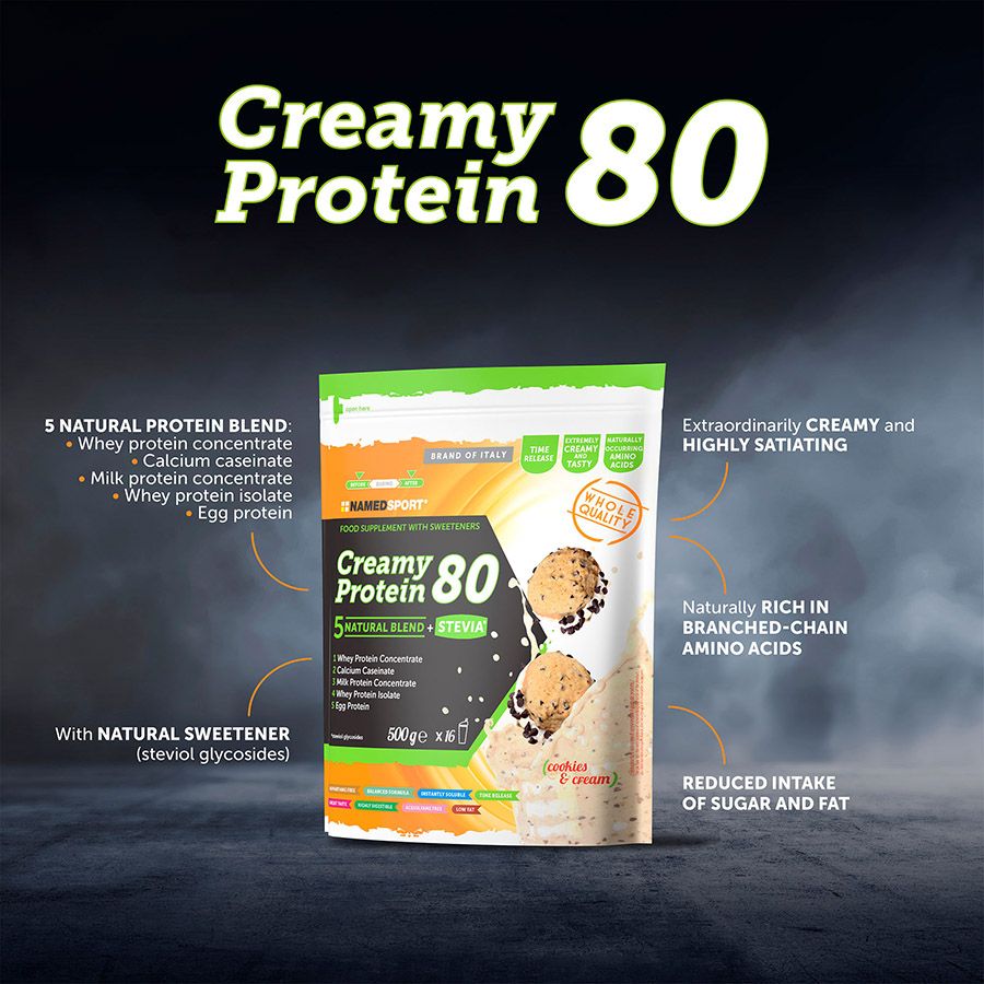 CREAMY PROTEIN 80> Cookies & Cream, 500 gr, Named Sport-