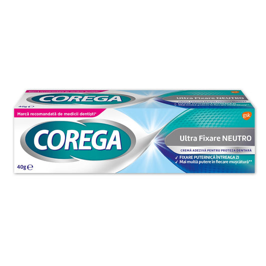 Crema adeziva pentru proteza dentara Corega Ultra Fixare Neutro, 40 g - 3830029294190