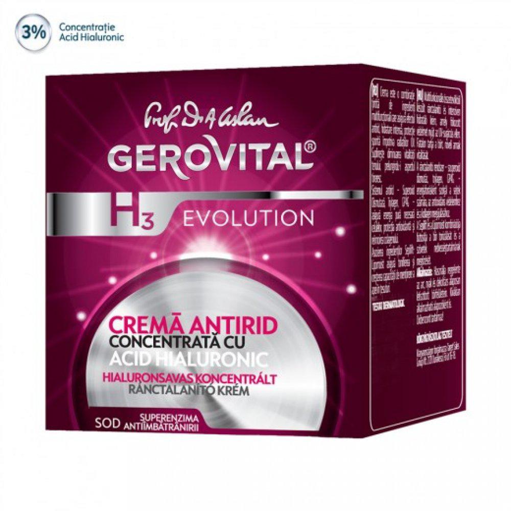 Crema antirid concentrata cu acid hialuronic H3 Evolution 50 ml, Gerovital-