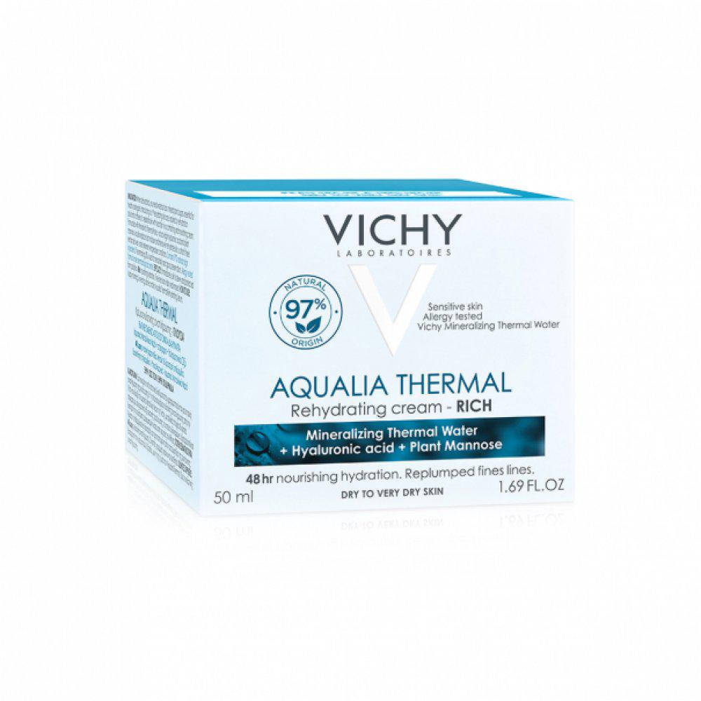 Crema de fata hidratanta pentru ten uscat si foarte uscat Aqualia Thermal Rich, 50 ml, Vichy-