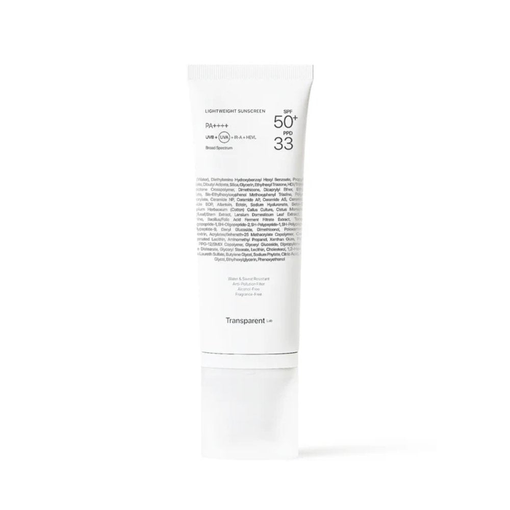 Crema de fata cu SPF 50+ rezistenta la apa, Lightweight Sunscreen, 100ml, Transparent Lab