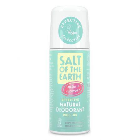 Deodorant roll-on cu pepene si castravete Salt Of The Earth Pure Aura, 75 ml, Crystal Spring-