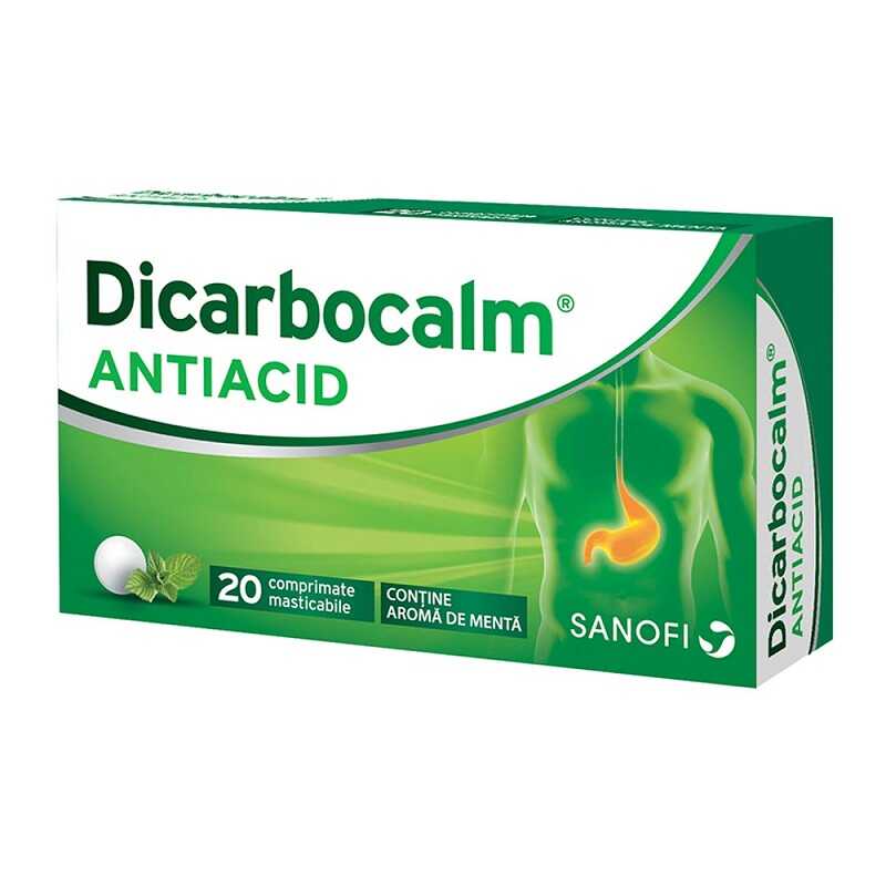 Dicarbocalm antiacid, 20 comprimate masticabile, Sanofi-