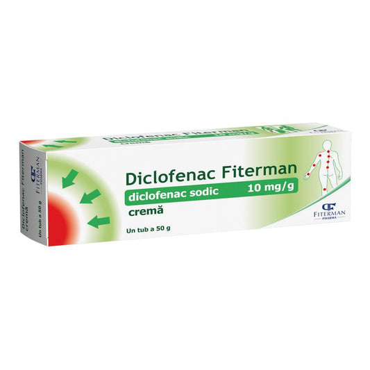 Diclofenac crema, 10 mg/g, 50 g, Fiterman