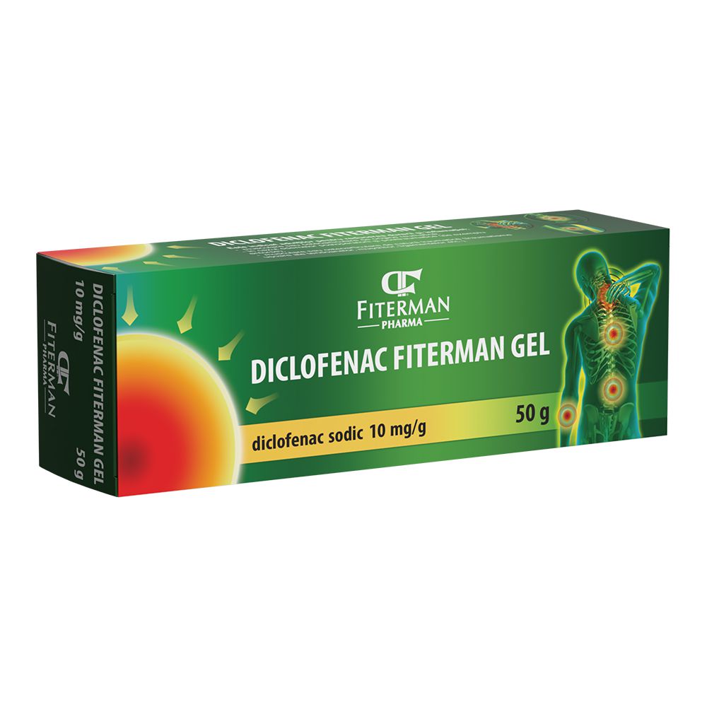 Diclofenac gel, 10 mg/g, 50 g, Fiterman - 5944732010928