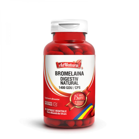 Digestiv natural, 1400 GDU Bromelaina, 30 capsule, AdNatura-