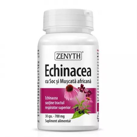 Echinacea cu Soc si Muscata africana 700 miligrame, 30 capsule, Zenyth