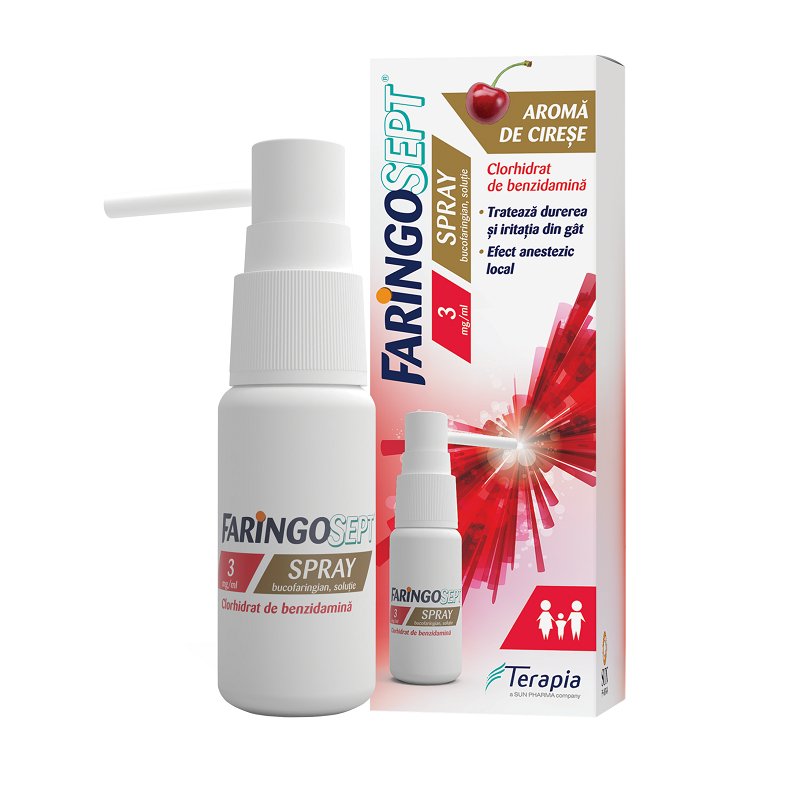 Faringosept, 3 mg/ml spray bucofaringian, soluție, 15 ml, Terapia-