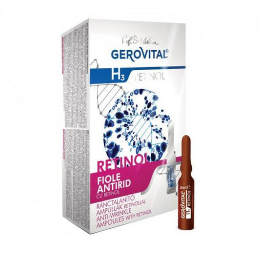 Fiole antirid cu retinol H3 Retinol, 10 fiole x 2 ml, Gerovital-