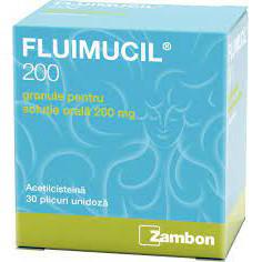 Fluimucil 200 granule pentru soluţie orală, 200 mg, 30 plicuri, Zambon-