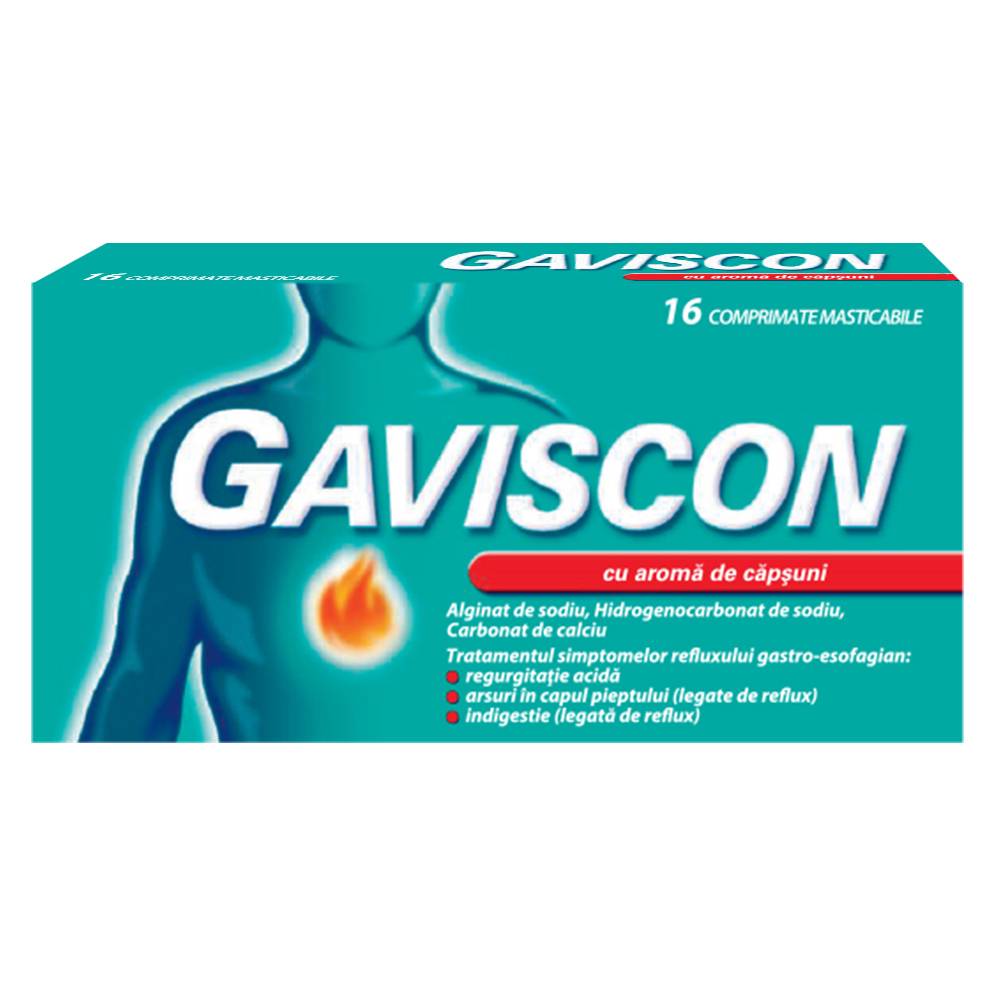 Gaviscon capsuni, 16 comprimate masticabile, Reckitt Benckiser-