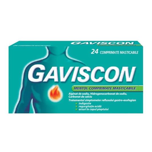 Gaviscon Mentol, 24 comprimate masticabile, Reckitt Benckiser Healthcare-