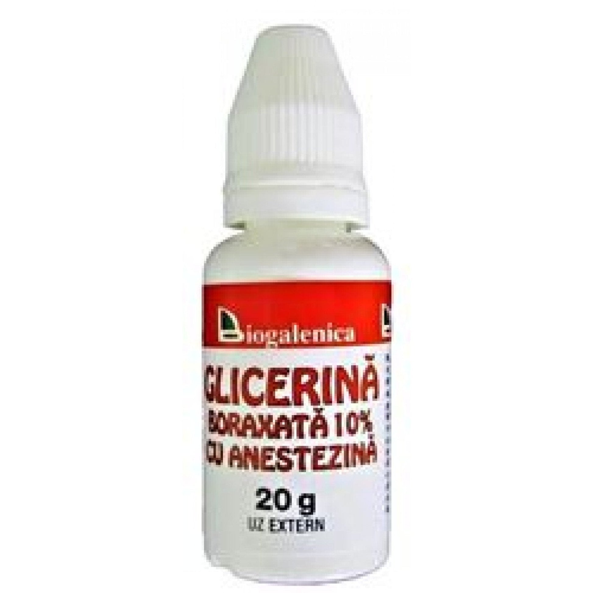 Glicerina Boraxata 10% cu Anestezina, 20g, Biogalenica-