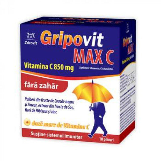 Gripovit Max C fara zahar, 10 plicuri, Zdrovit-