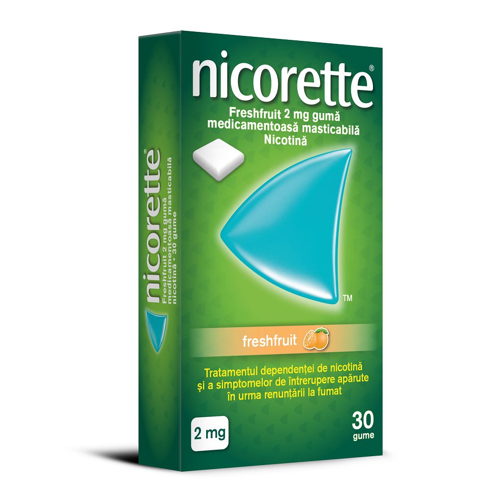 Guma Nicorette Freshfruit, 2 mg, 30 bucati, Mcneil-