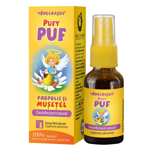 Ingerasul PufyPUF propolis si musetel spray, 20 ml, Dacia Plant