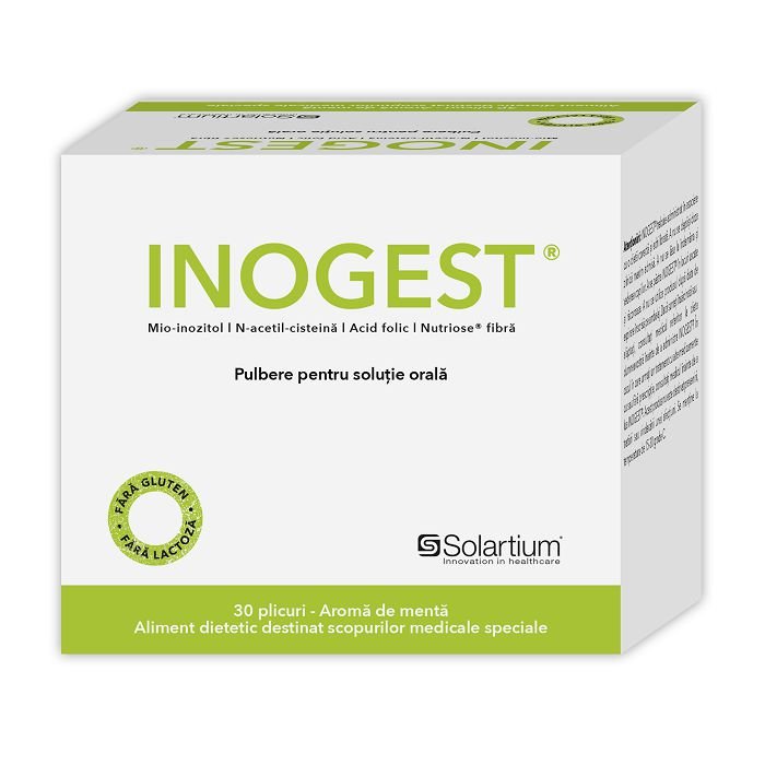 Inogest pulbere pentru solutie orala cu aroma de menta, 30 plicuri, Meditrina