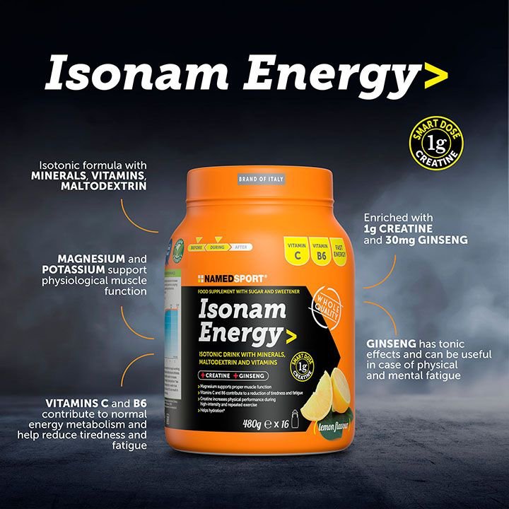 ISONAM ENERGY> Lemon, 480 gr - 1 gr creatina, Named Sport