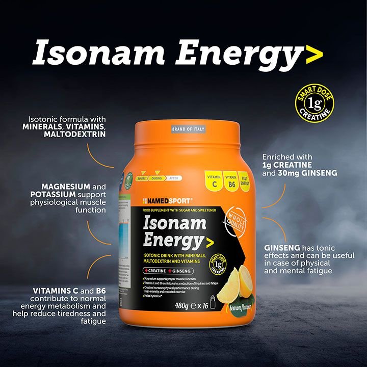 ISONAM ENERGY> Lemon, 480 gr - 1 gr creatina, Named Sport-