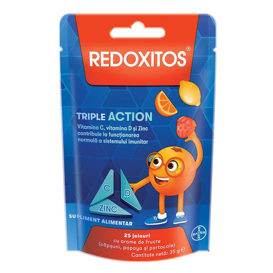 Jeleuri cu vitamina C 30 mg Redoxitos Triple Action, 25 bucati, Bayer - 5948912003717