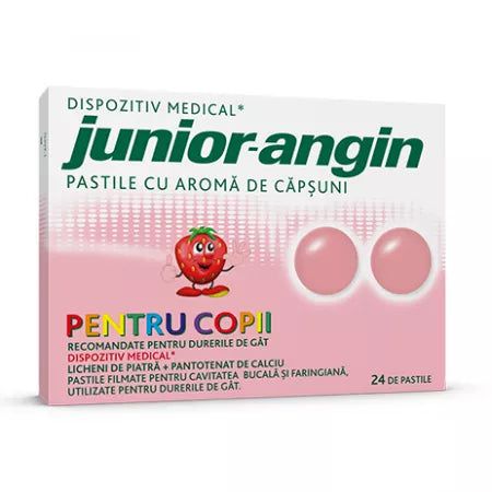 Junior Angin cu aroma de capsuni pentru copii, 24 pasile, Klosterfrau