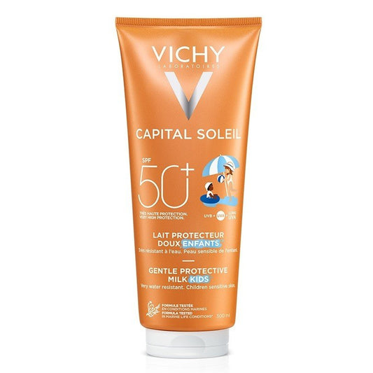 Lapte cu protectie solara SPF 50+ pentru copii fata si corp Capital Soleil, 300ml, Vichy