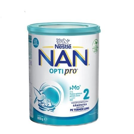 Lapte praf Nan 2 Optipro +6 luni, 800g, Nestle-