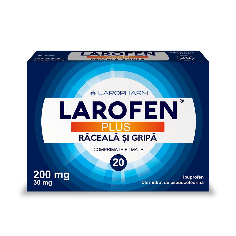 Larofen Plus raceala si gripa, 200 mg/30 mg, 20 comprimate filmate, Laropharm-