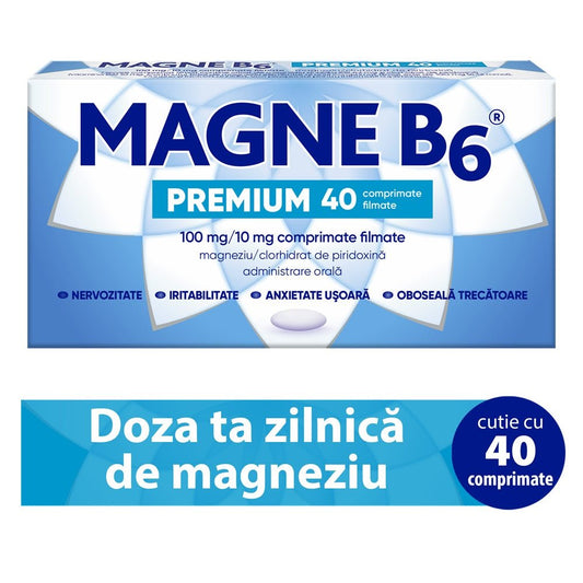 Magne B6 Premium, 100 mg/10 mg, 40 comprimate filmate, Sanofi - 3664798033335