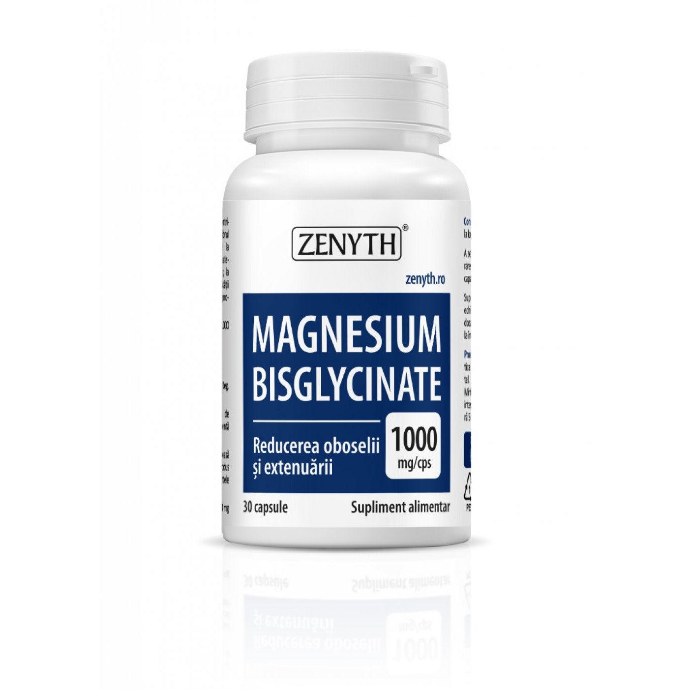 Magneziu Bisglicinat (Magnesium Bisglycinate), 1000 mg, 30 capsule, Zenyth