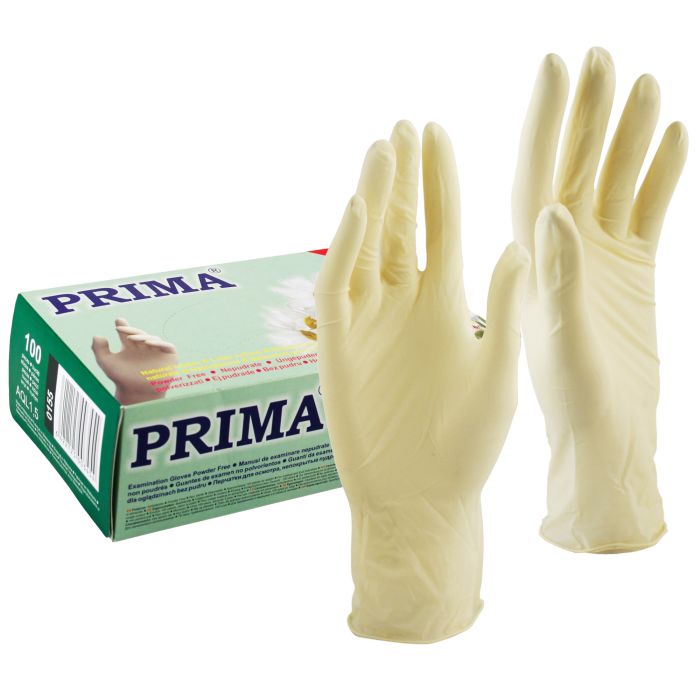 Manusi examinare latex nepudrate, albe, marimea M, 100 manusi, Prima - 9551004318345