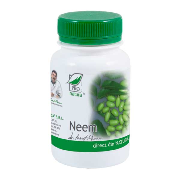 Neem, Antibiotic si Antiinflamator Natural, 60 capsule, Pro Natura-