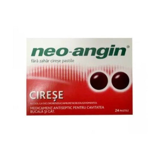 Neo Angin fara zahar, gust cirese, 24 pastile, Divapharma - 4008617154839
