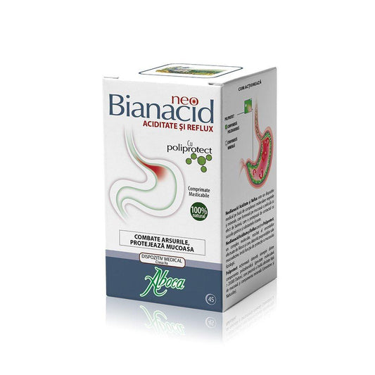NeoBianacid cu poliprotect pentru aciditate si reflux, 45 comprimate, Aboca-