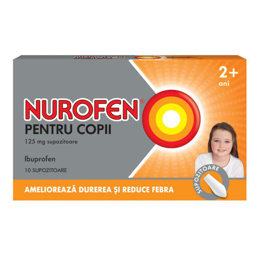 Nurofen pentru copii 2-6 ani, 125 mg, 10 supozitoare, Reckitt Benckiser-