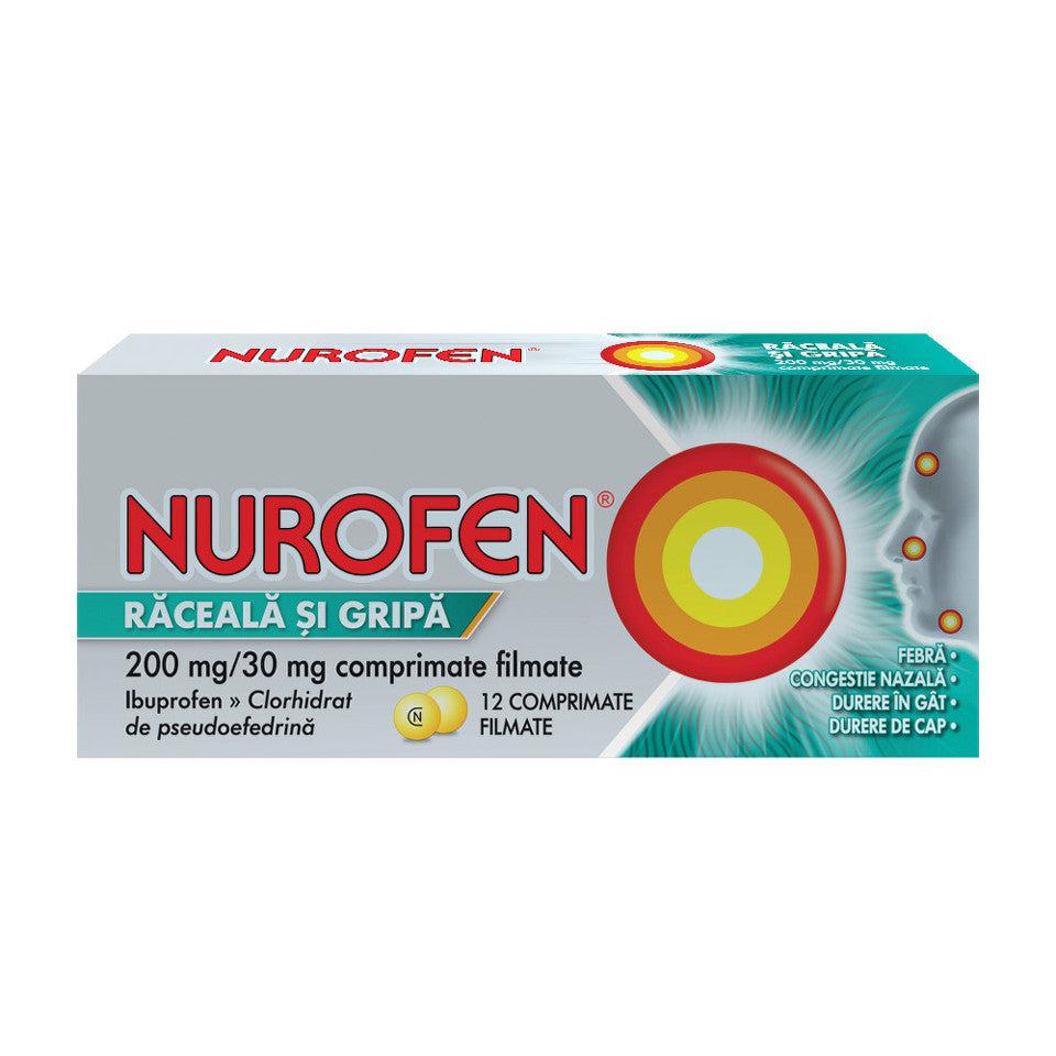 Nurofen raceala si gripa, 200 miligrame/30 miligrame, 12 comprimate filmate, Reckitt Benckiser-