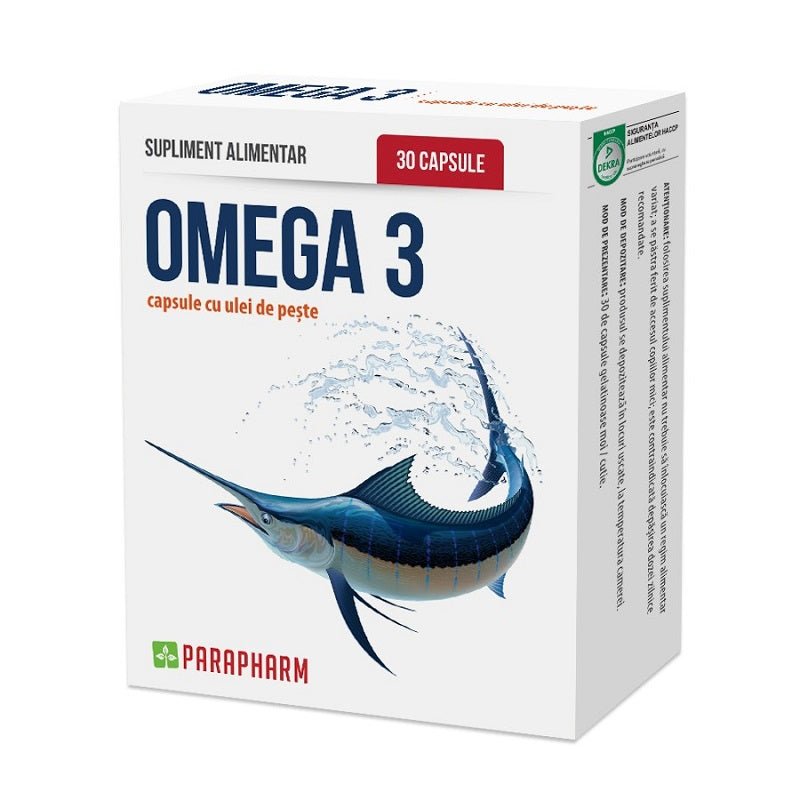 Omega 3 cu ulei de peste, 500 mg, 30 capsule, Parapharm - 6421971000235