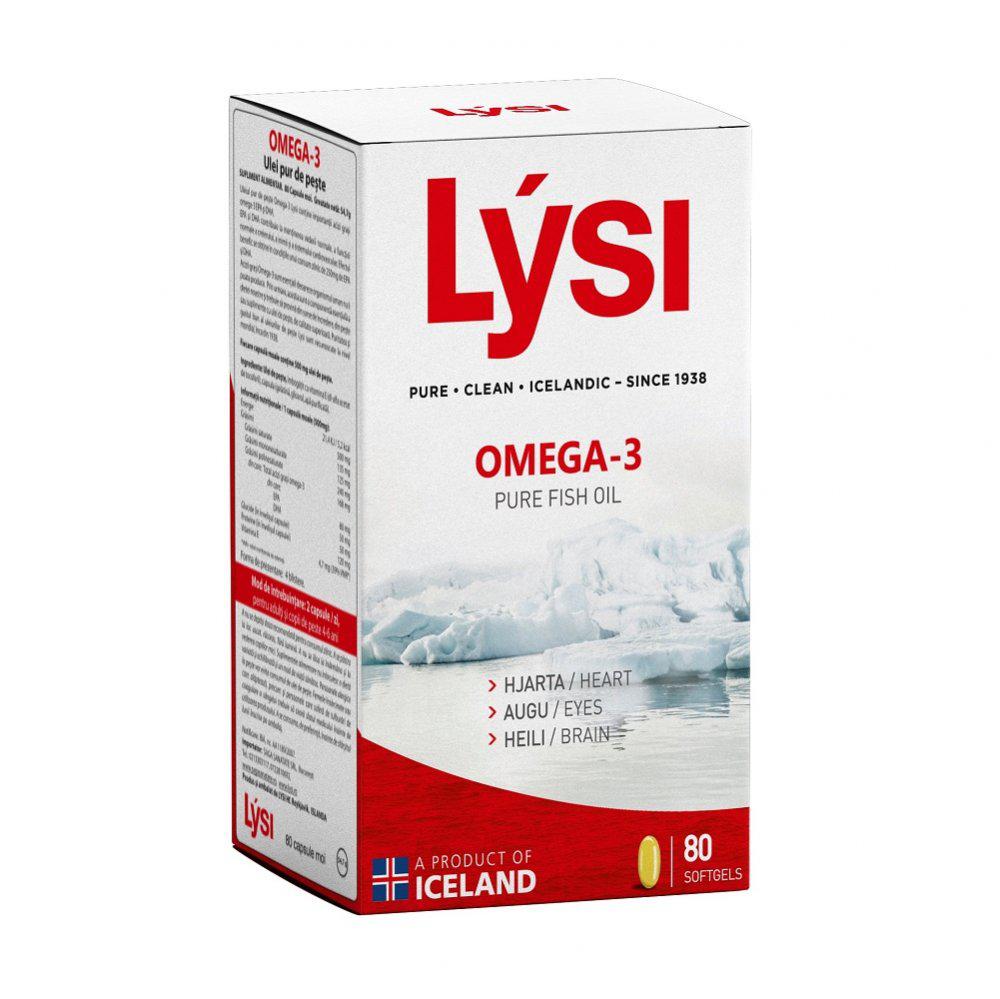 Omega 3 cu ulei pur de peste, 80 capsule, Lysi-