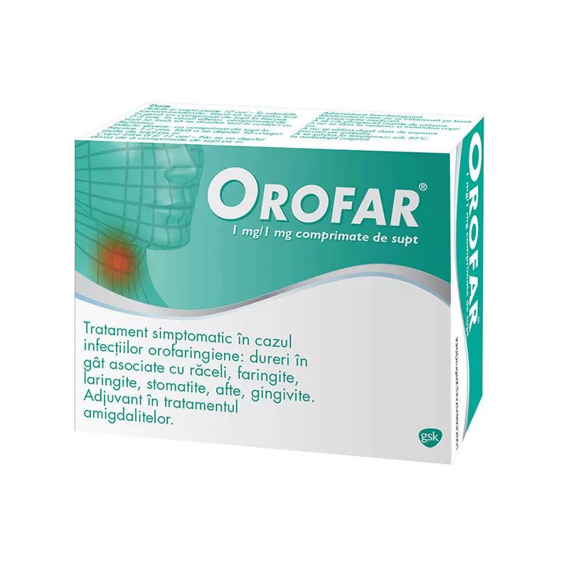 Orofar, 1 mg/1 mg, 24 comprimate de supt, Stada