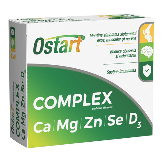 Ostart Complex Ca + Mg + Zn + Se + D3, 30 comprimate, Fiterman-