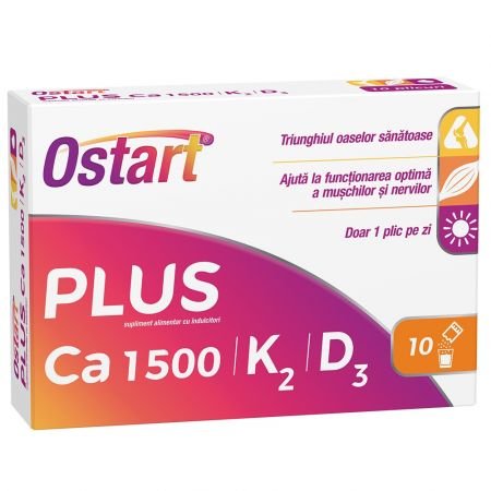 Ostart Plus Ca 1500 + K2 + D3, 10 plicuri, Fiterman-