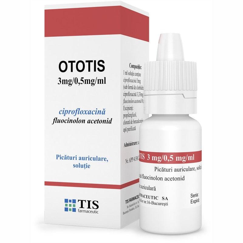 Ototis picături auriculare, soluţie, 3 mg/ml + 0,5 mg/ml, 10 ml, Tis Farmaceutic